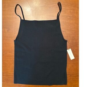 Anthropologie tank‎ top sweater Large black knit square neck $68 NWT